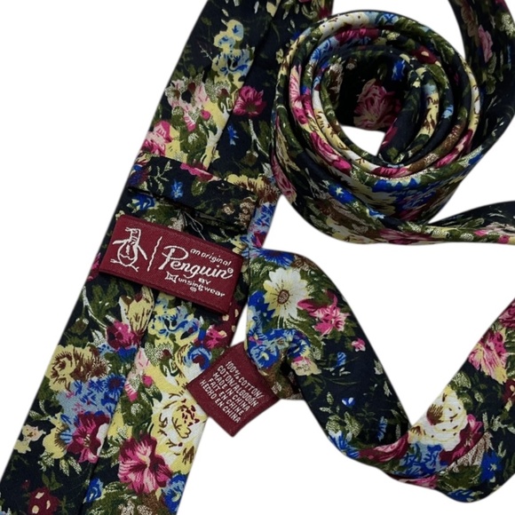 PENGUIN Multicolor Floral Cotton LUXURY Slim Tie - Picture 3 of 4